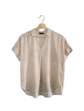 DENVER HAYES Cotton Blend Neutral Beige Size S Lightweight Blouse